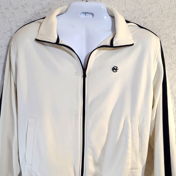 Nautica Men's White Zipper Jacket with Blue Stripes Size M - Picture 2 of 16